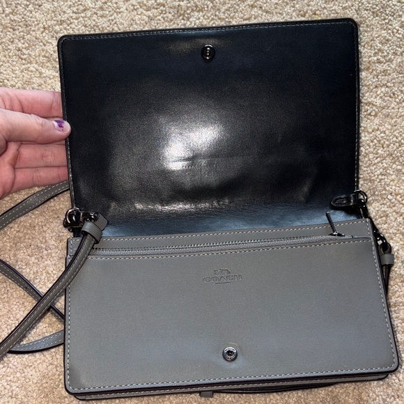 Coach Foldover Crossbody Clutch with Metal Tea Rose Tooling - Picture 12 of 13